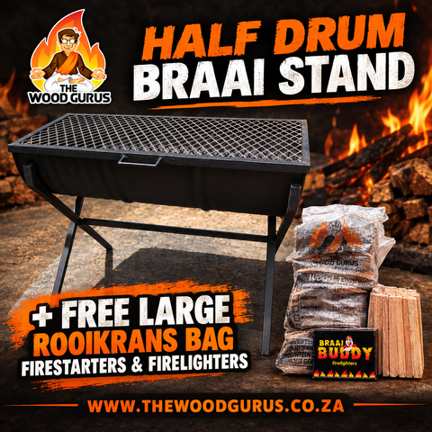 Half Drum Braai Stand With Grid  | The Wood Gurus Cape Town