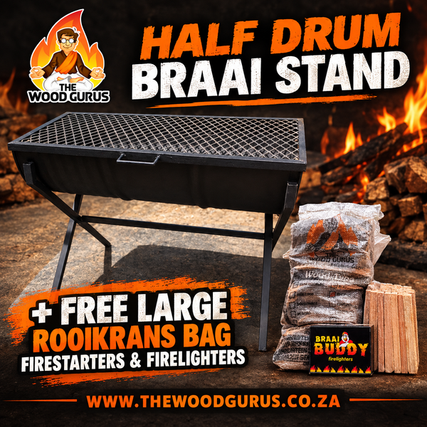 Half Drum Braai Stand With Grid  | The Wood Gurus Vredenburg