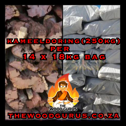 Kameeldoring (250kg) Hardwood (Namibian) - order per quarter ton(14 x18kg big white salt bags)  | The Wood Gurus