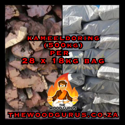 Kameeldoring Hardwood 500kg (Namibian)- Order per Half-Ton (28x 18kg big white salt bags) | The Wood Gurus