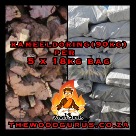 Kameeldoring (90kg) Hardwood (Namibian) - Order per 5  18kg big white salt bags | The Wood Gurus