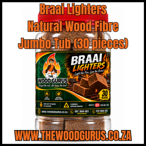 Braai Lighters - Natural Wood Fibre - Jumbo Tub (30 pieces) | The Wood Gurus