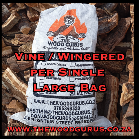 Wingerd stompies /vine/grape vine LARGE BAG (DRY - Cut from 25 year old trees). order per- Single Bag |The Wood Gurus